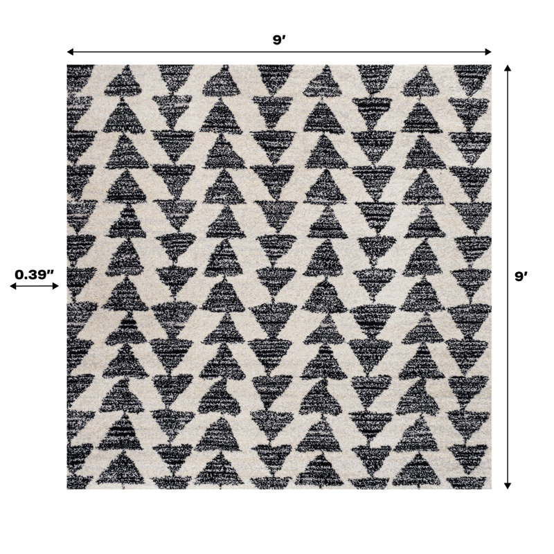 Tapis crème / noir Farnham, Carré 9 pi