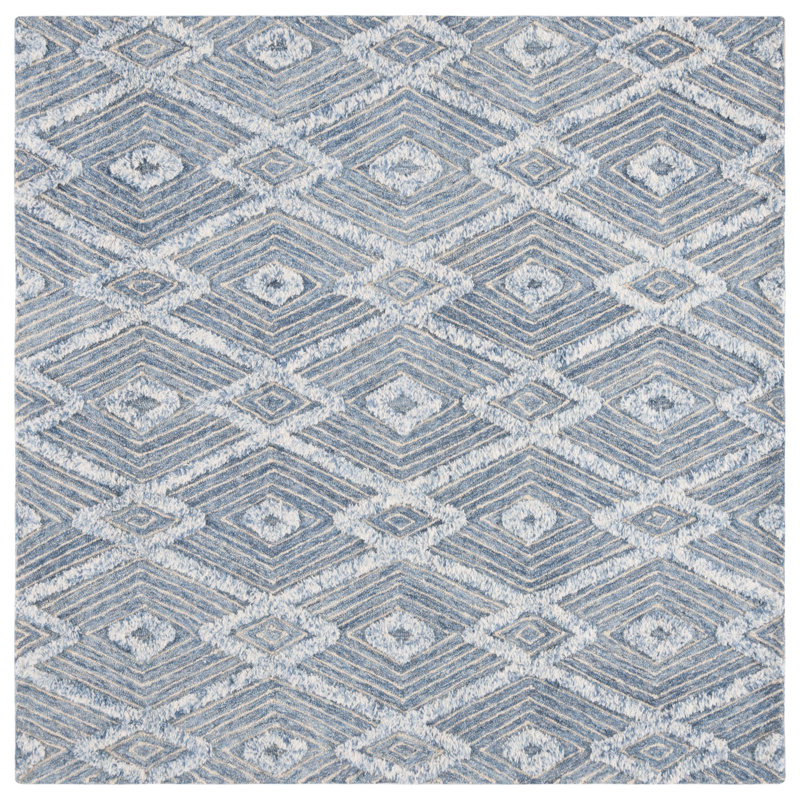 Tapis géométrique en laine / coton touffeté à la main Inelda, Carré 6 pi