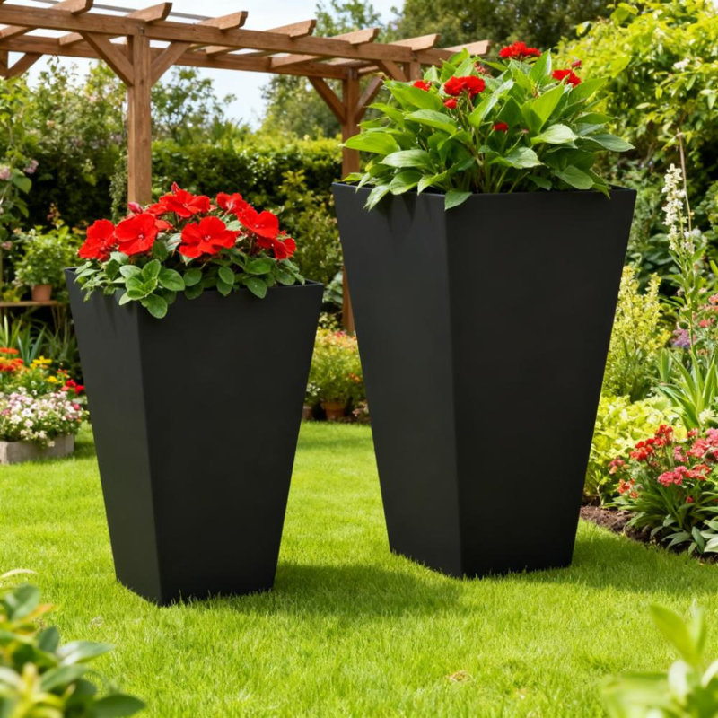 Ensemble de jardinières en oxyde de magnésium durable, conception haute moderne pour patio extérieur