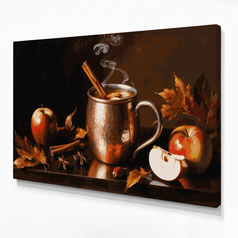 Toile brune de Noël avec des bâtons de cannelle, H 20 po x l 24 po