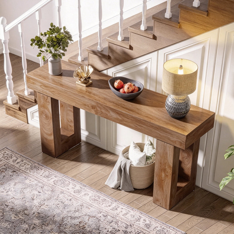 Console simple de style campagne américaine, 31.5" H x 55.1" W x 13.8" D, Brown, Brown, Brun