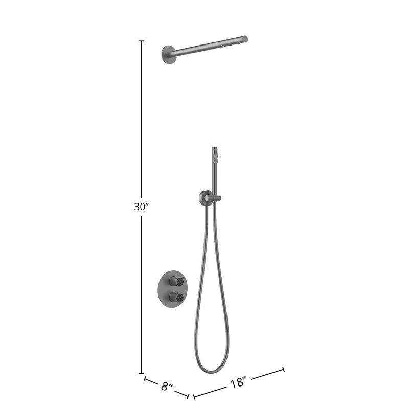 Système de douche en laiton avec douchette DAX Portofino, Métal industriel