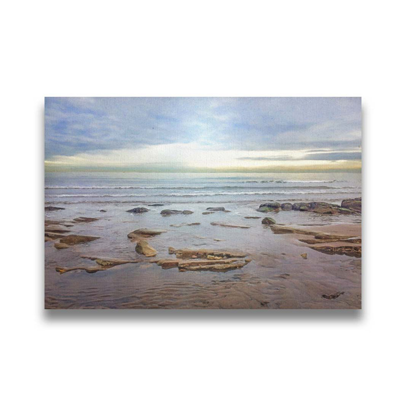 Marée basse de la mer du Nord par Hal Halli. Impression sur papier - Montée et encadrée avec de l'acrylique transparent