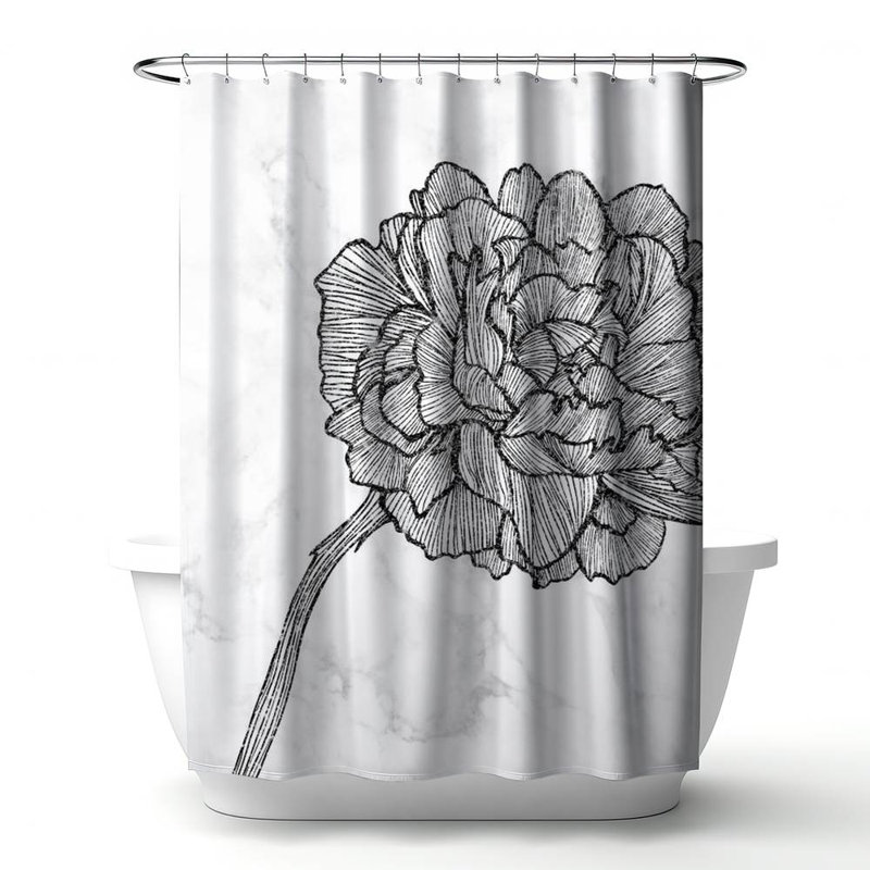 Shower Curtain FL300 – Polyester Shower Curtain, Dye Sublimation Print, 71" W × 74" L, White/Gray
