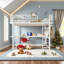 Lit mezzanine en métal avec bureau en L, station de charge et espace de suspension, conception de tuyau rond pour adultes et adolescents-129527408-129527406
