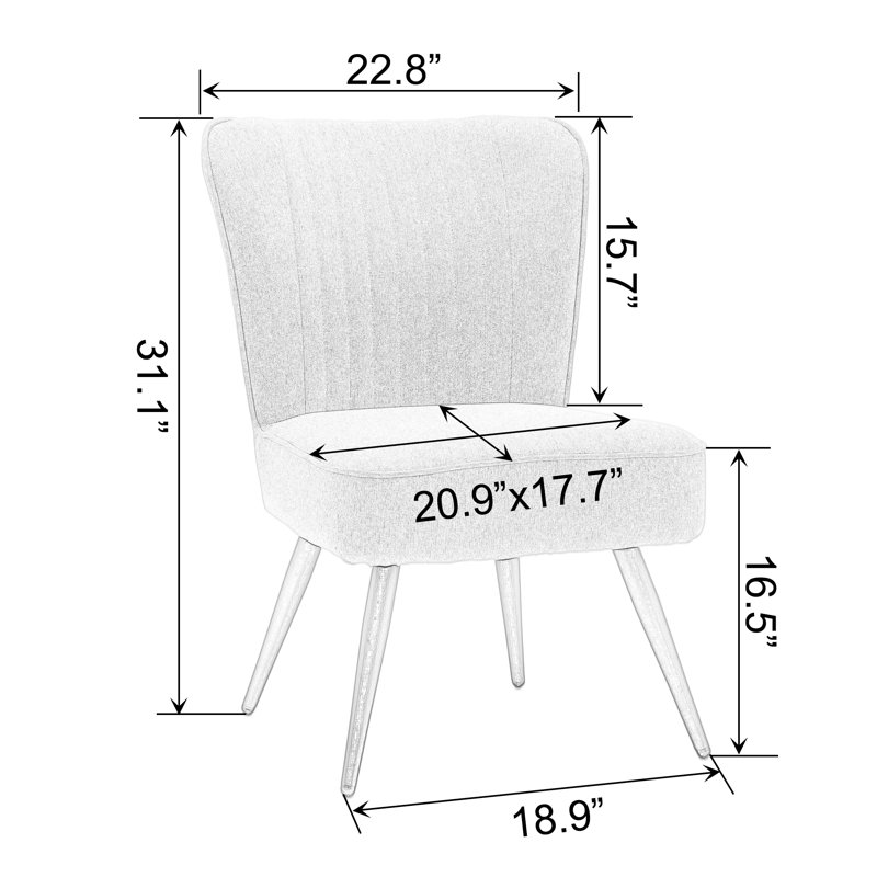 Fauteuil de chambre Allicyn de 57,91 cm de large en lin, Gris