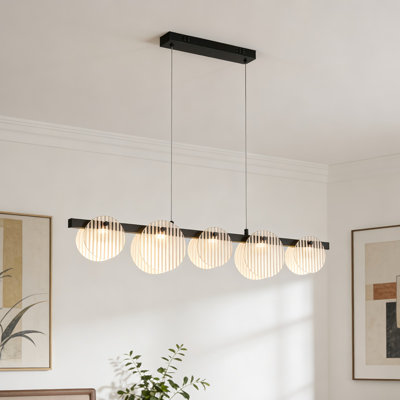 39.6" Minimalist Linear 5-light Adjustable Cord Pendant Light (built-in 3-color Led)