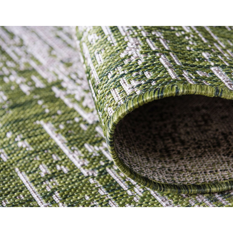 Outdoor Iris Area Rug Forest Color, Rectangle 4' x 6'