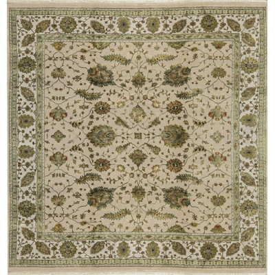 Hand-Knotted High-Quality Beige and Ivory Area Rug