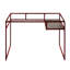 Bureau d'écriture rectangulaire rouge avec plateau en verre de 5 mm et plateau de rangement en métal