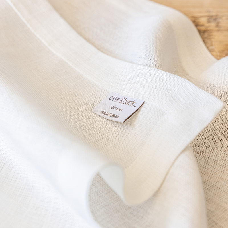 Over&Back 100% Linen Woven Table Cloth, 70" W x 90" L, Ivory
