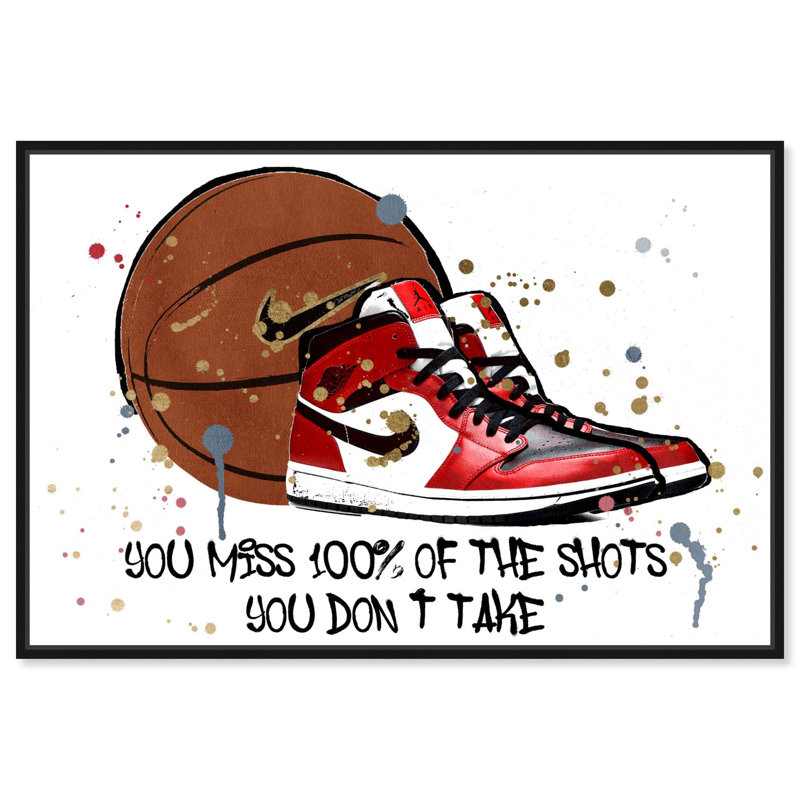 The Shots You Take Canvas Sneaker Art Prints by Notoriart, 11" H x 16" W, Black Framed