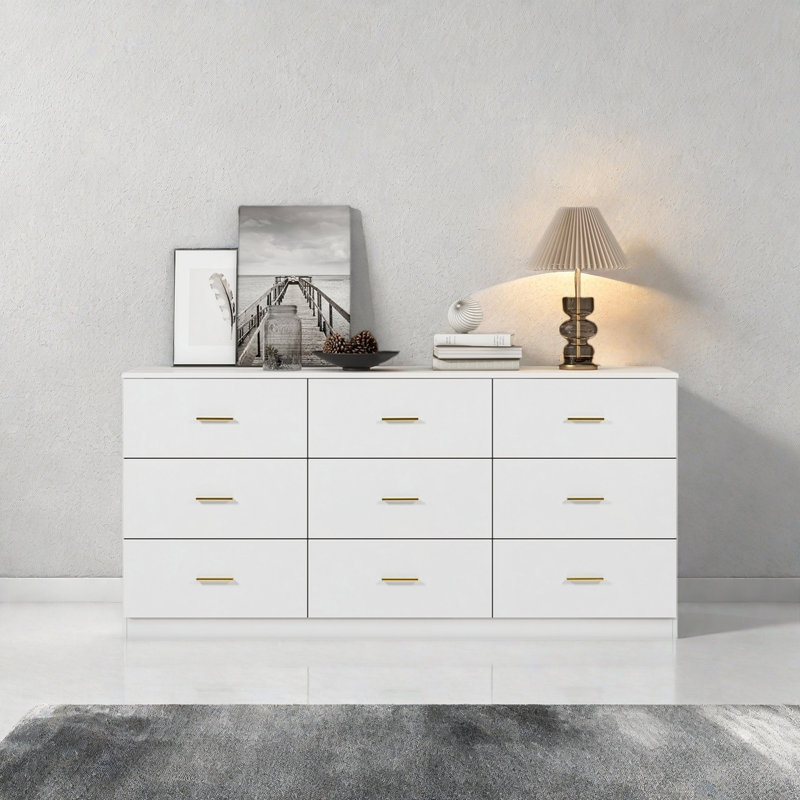 Commode moderne à 9 tiroirs pour la chambre à coucher - Vaste commode avec rangement, robuste et sécuritaire