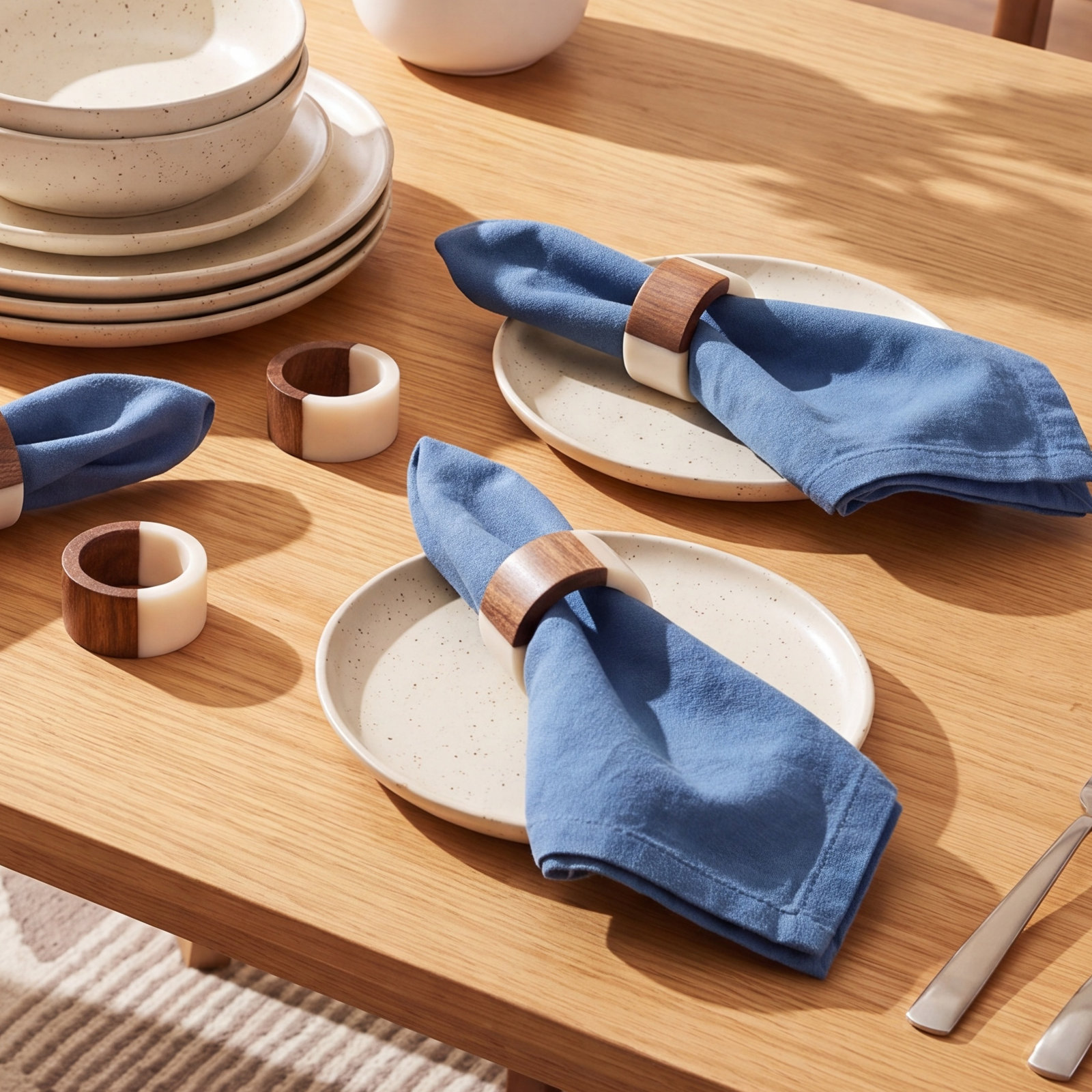 Brayson Two-Tone Wood Napkin Rings