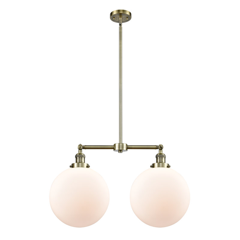 Oliver 2 - Light Kitchen Island Pendant, Matte White, Antique Brass
