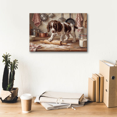  'English Springer Spaniel In The Kitchen' by Rich Monet Canvas Wall Art, 18" x 12"