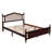 Queen Pine Wood Bed with Upholstered Headboard & Panel Footboard, Platform Bed with Central Support, Classic Cherry