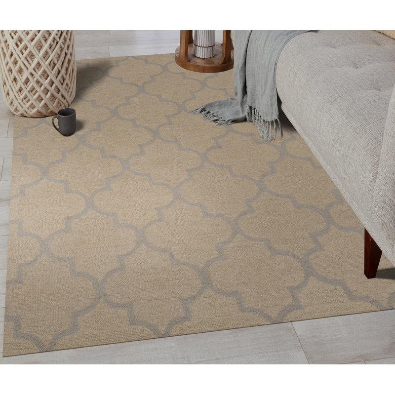Durrant Beige Hand Tufted Wool Area Rug
