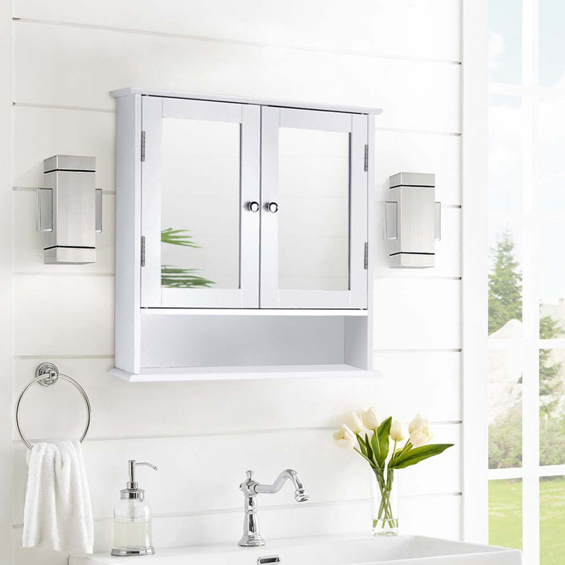 Dampier 560mm W 580mm H Surface Framed Medicine Cabinet Mirror 3 Adjustable