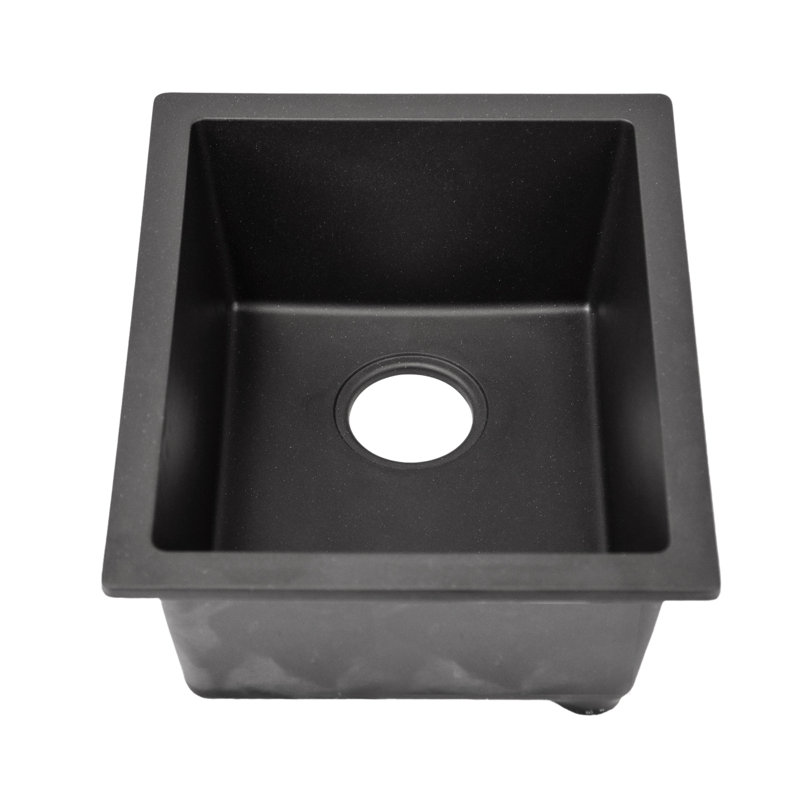 15'' L Single Bowl Granite Kitchen Sink, Matte Black