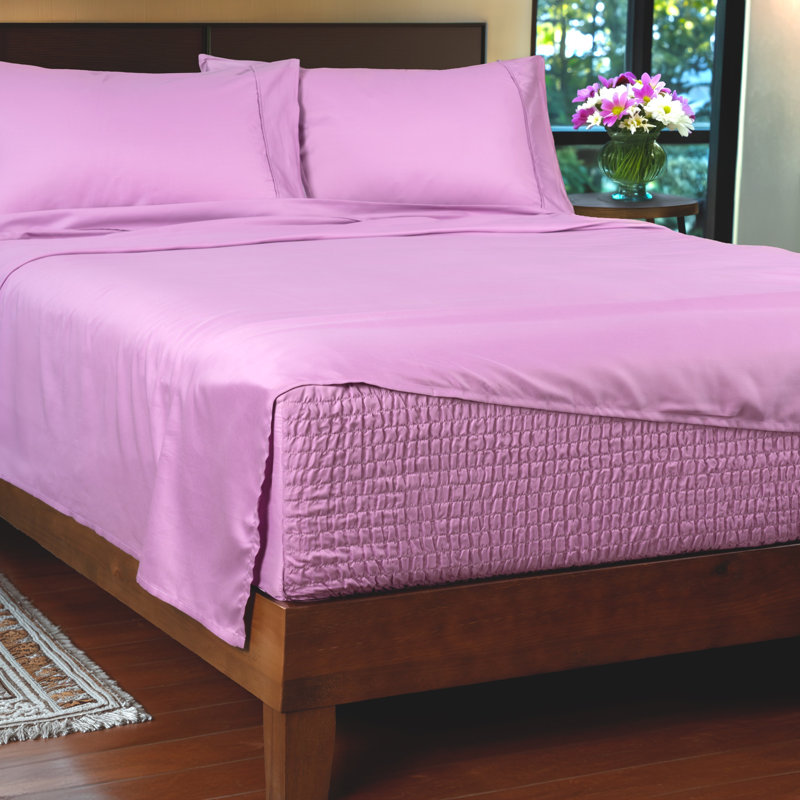 800 Thread Count Cotton Blend BedTite Tight Grip Sheet Set, Queen, Dusty Lilac