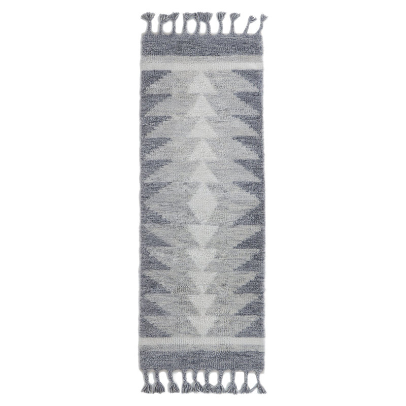 Tree Hugger Geometric Area Rug in Blue/Gray/Ivory, Runner 2'6" x 9'