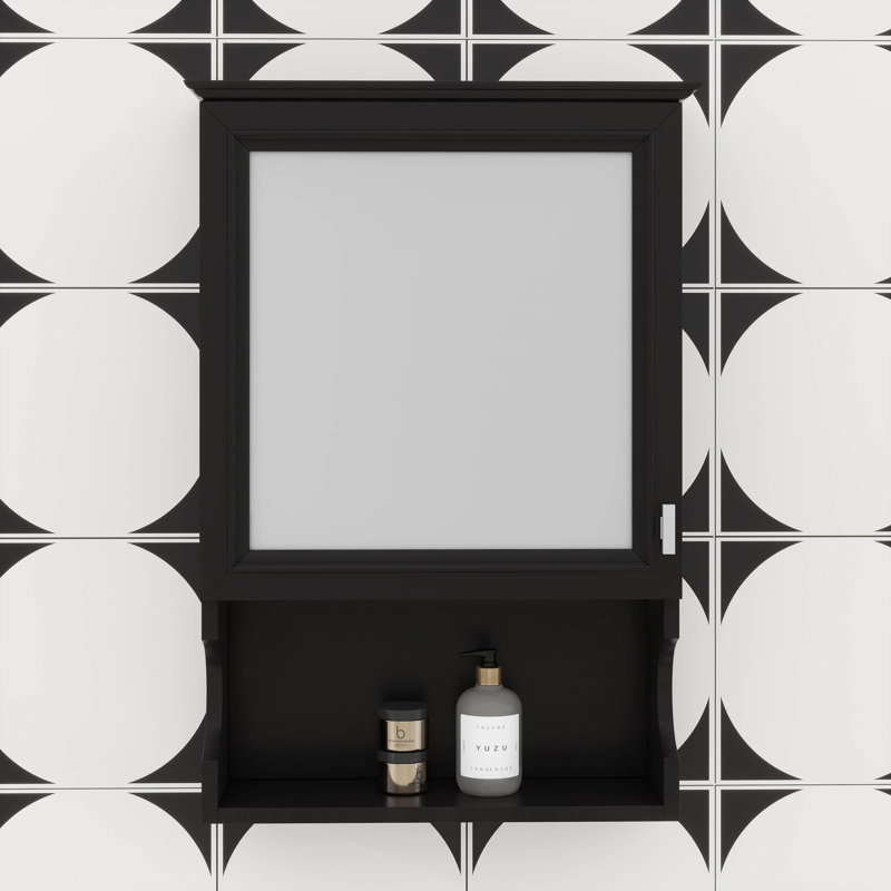 Armoire de rangement de salle de bain murale 20 "avec miroir, rangement mural avec porte, Noir