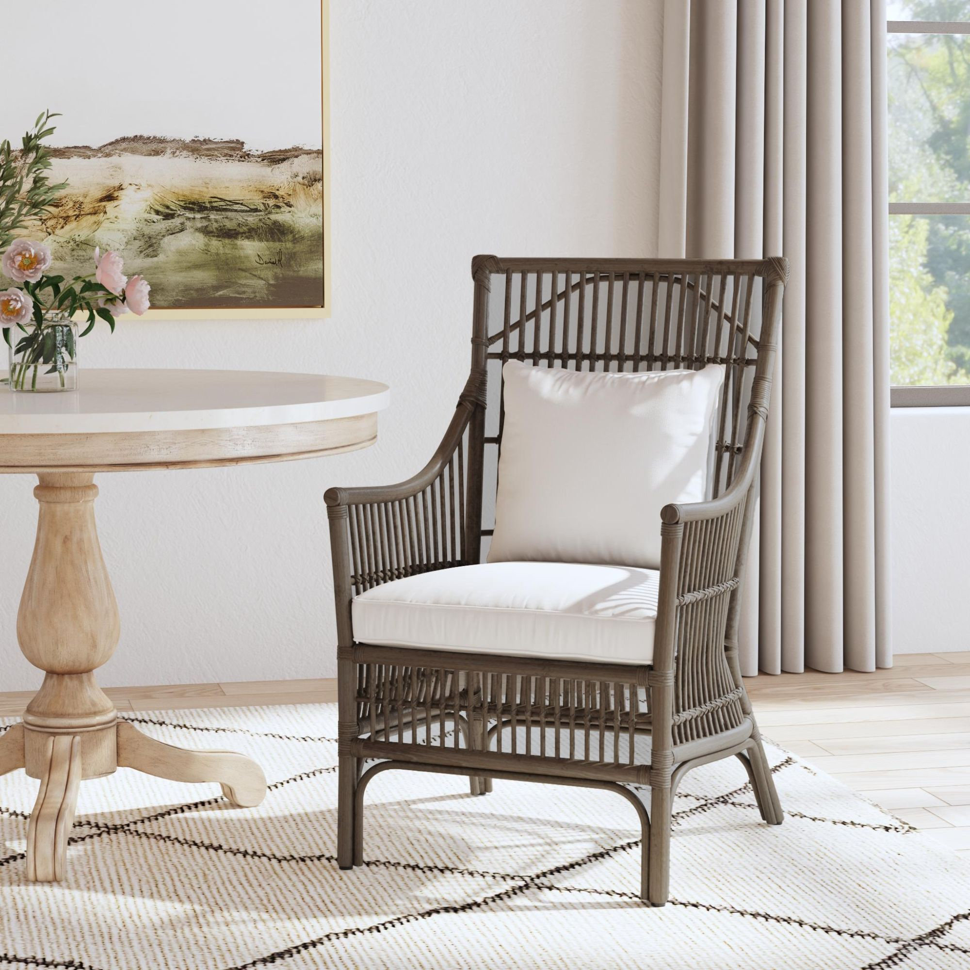 Bay Isle Home™ Jamestown Slat Back Rattan Armchair & Reviews | Wayfair