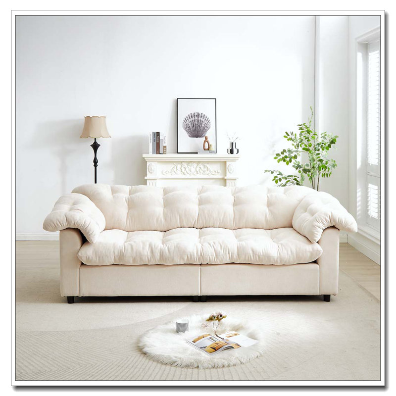 Canapé rembourré moelleux 94,8 po, Beige