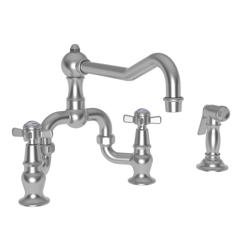 Fairfield Kitchen Bridge Faucet with Side Spray, Stainless Steel