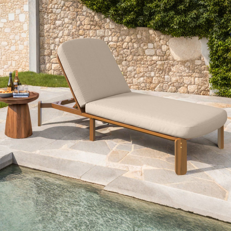 Méridiennes de patio réglables, chaise de piscine moderne en bois d'acacia