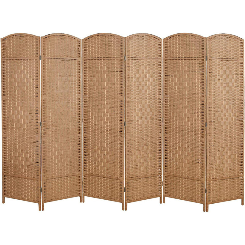 Paravent 6 panneaux, écran d'intimité pliable 6 pi, grand - très large ..., Bois naturel