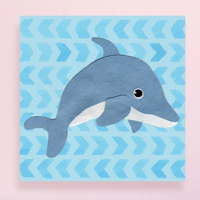 « delfin', impression sur toile tendue », art sur toile tendue, H 30 po x l 30 po x P 1,5 po