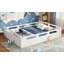 Lit plateforme grand format avec garde-corps pleine longueur, base de lit grand profil bas, aucun sommier tapissier requis, blanc-129230837-129230836