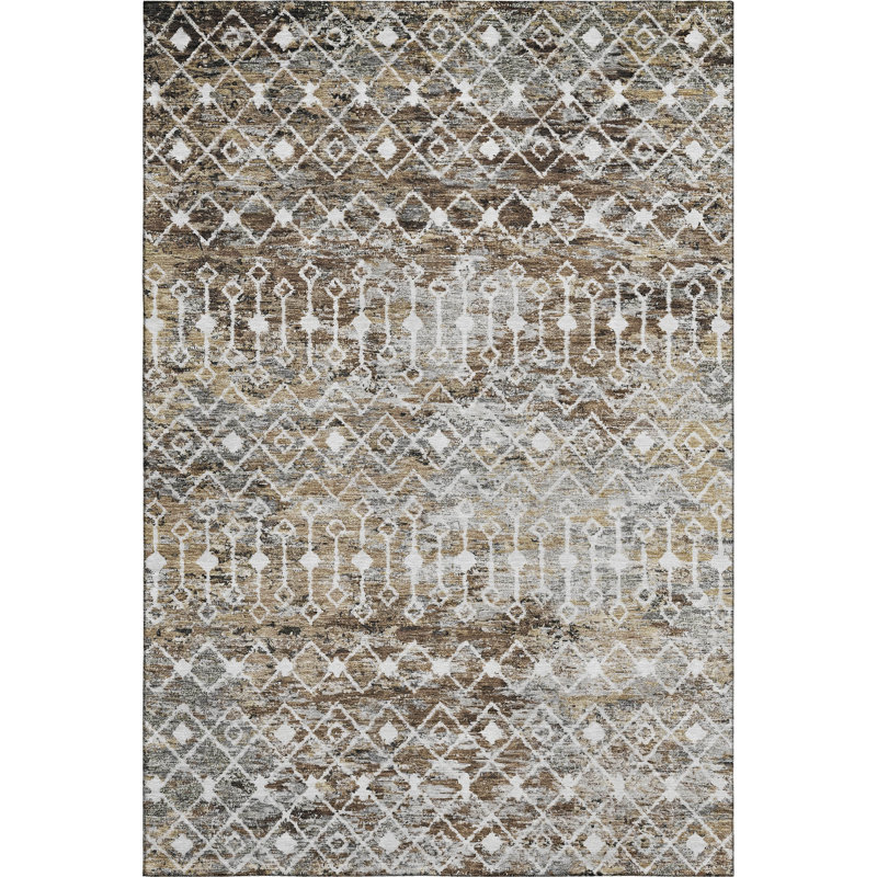 Premium Machine Washable Brennon AMF1638 Geometric Rug, Rectangle 2'6" x 3'10"