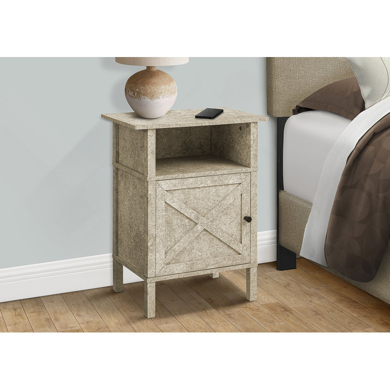 Table d'appoint, table d'appoint, bout, salon, petit, rangement, stratifié pierre crème, transitionnel, Crème