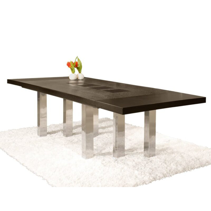 Bravo Dining Table, Silver Stainless Steel, Wenge