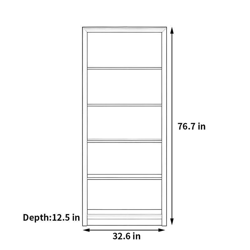Castiglia, (5 Shelves) 76.7"H x 32.6"W x 12.5"D, Dark Brown