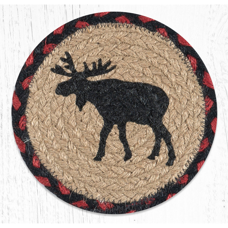  Sous-verre rond à motif orignal - ferme rustique H 7 po