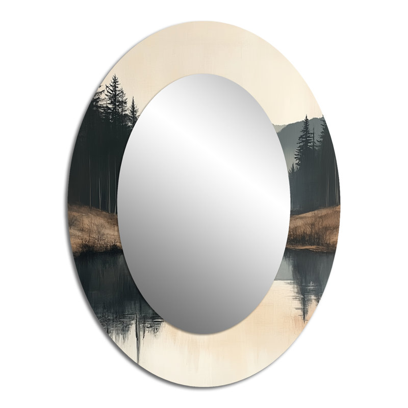 Décor de miroir mural gris ovale gris - Norvège, 40 po x 30 po