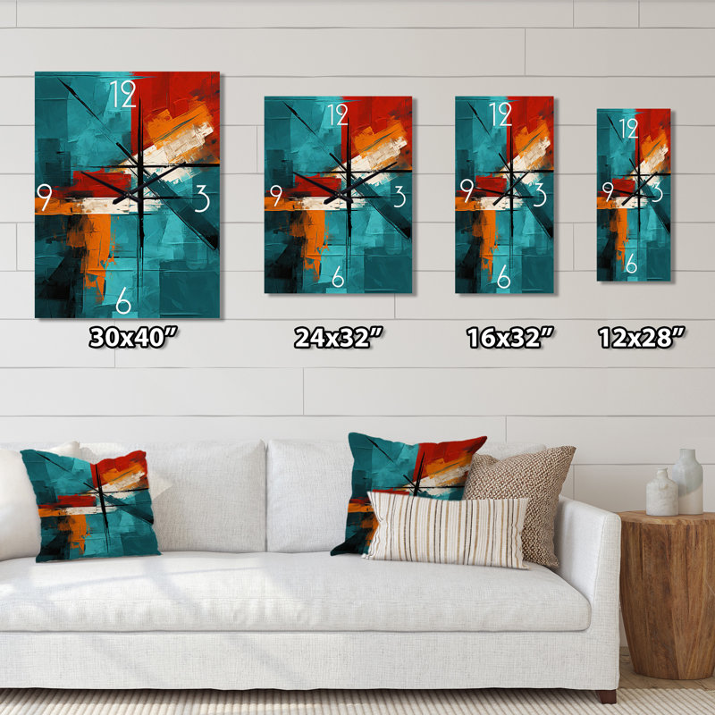 Impossible Logic Of Love Abstract I - Horloge murale moderne avec peinture abstraite, Moyen