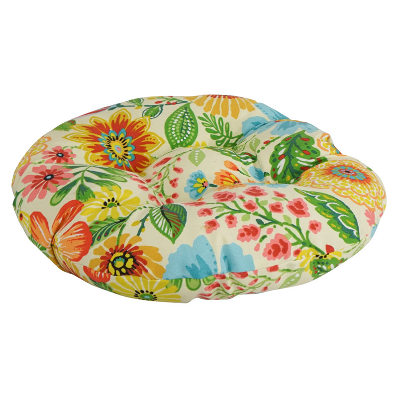 Outdoor 4'' Ottoman Seat Cushion, White/Green