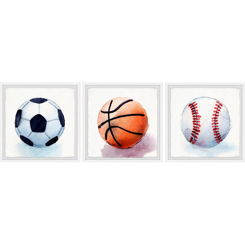 Easterday Kick, Shoot And Toss - 3 Piece Single Picture Frame Print Set, 30cm H x 30cm W