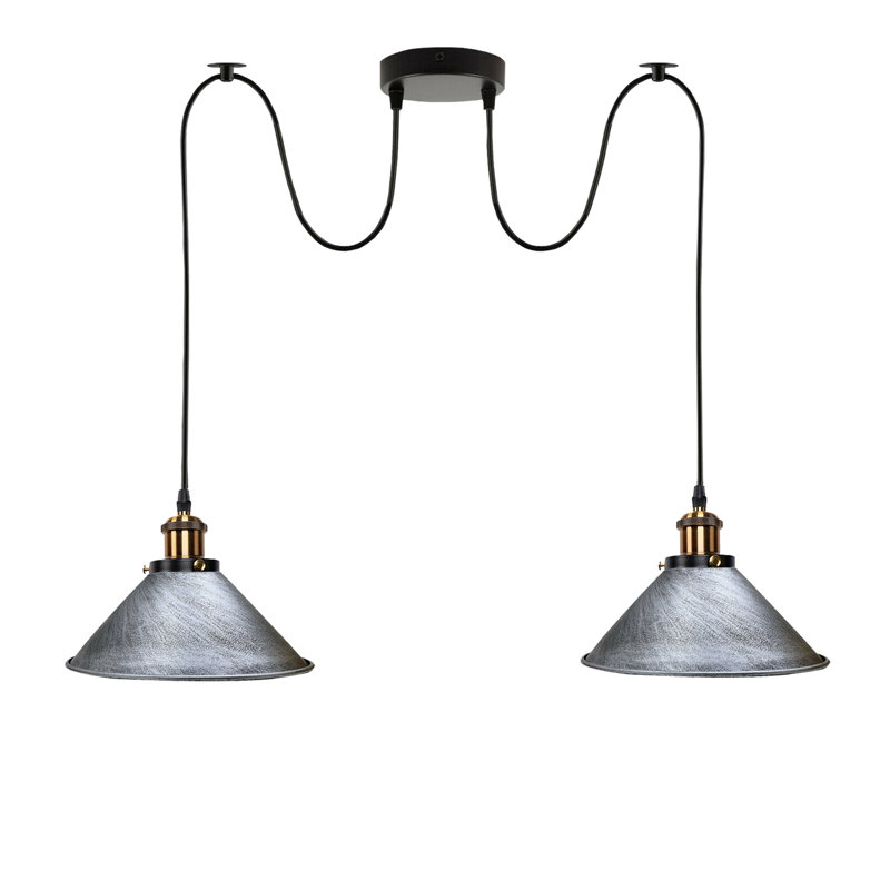 Lofton 2 - Light Gold Cluster Pendant, Brushed Silver