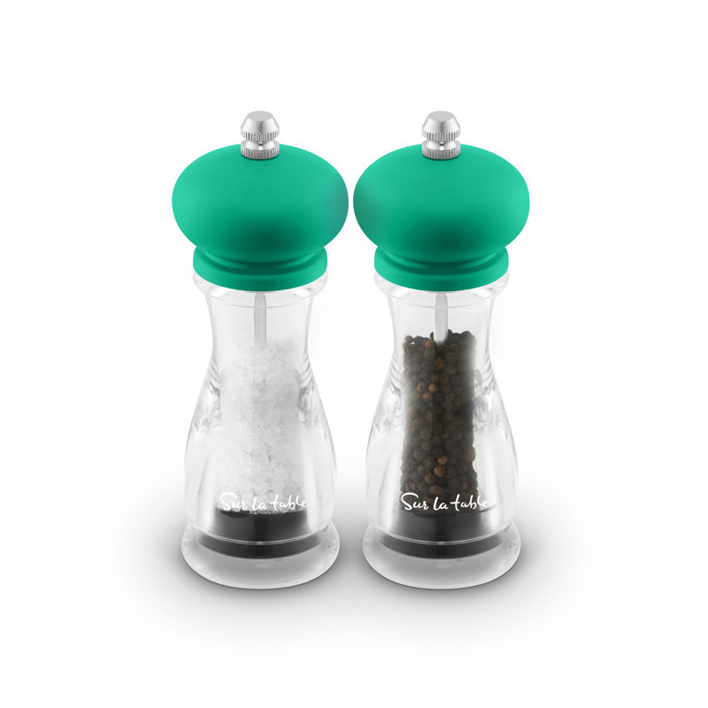 Set of 2 Manual Salt and Pepper Mills with Twist to Grind Mechanism, Adjustable From Coarse to Fine, Colour Me Happy, Green