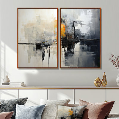 Grey Collage Reflections I - impressions d'art moderne sur toile 2 panneaux