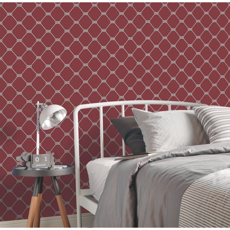 Nautical Theme 10m x 53cm Matte Wallpaper Roll, Red/White