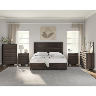  Louby 5 Pieces Farmhouse Full Bedroom Set, Grey