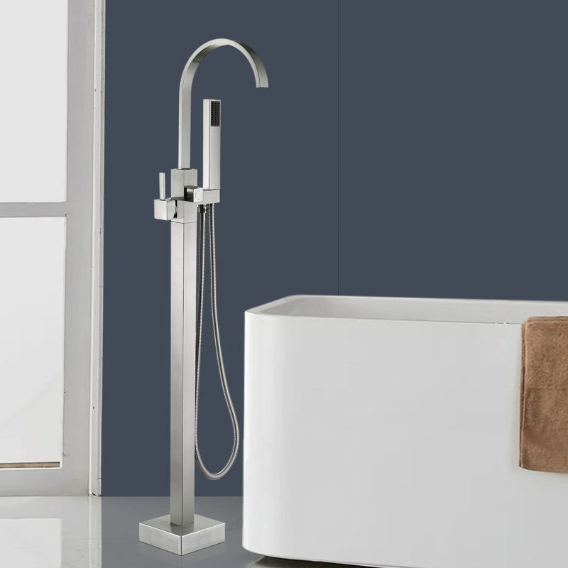 PENGFANG WORLDWIDE LLC P016BNTF Single Handle Floor Mounted Tub Faucet with Handshower