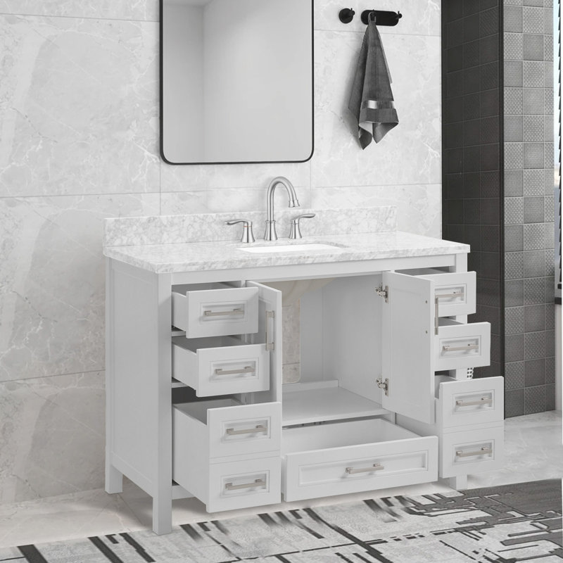 Ensemble de meuble-lavabo simple 48 po avec plateau en marbre Rarahana